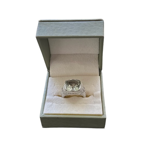 Judith Ripka Mint Green Quartz Diamonique Diamond Sterling Silver Ring Size 6 - Picture 2 of 9